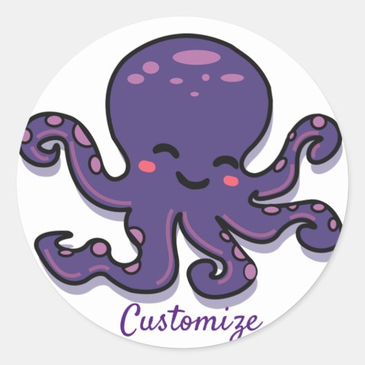 Cute Paarse Octopus Thunder_Cove Ronde Sticker (Voorkant)