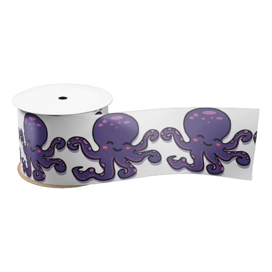 Cute Paarse Octopus Thunder_Cove Satijnen Lint (Spoel)