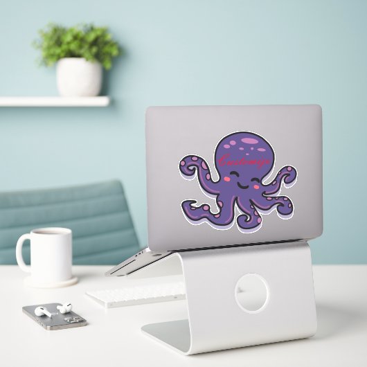 Cute Paarse Octopus Thunder_Cove Sticker (Laptop op bureau)