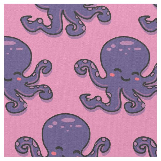 Cute Paarse Octopus Thunder_Cove Stof (Close Up)