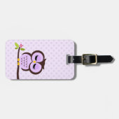 Cute Paarse Owl Bagagelabel (Voorkant horizontaal)