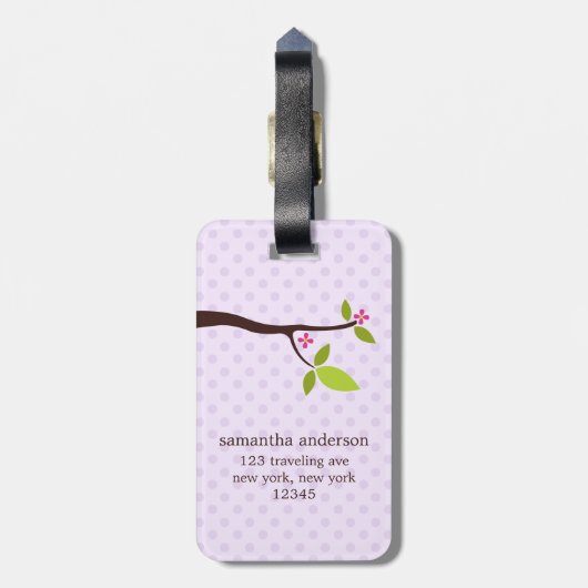 Cute Paarse Owl Bagagelabel (Achterkant verticaal)