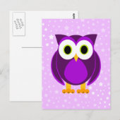 Cute Paarse Owl Briefkaart (Voorkant / Achterkant)