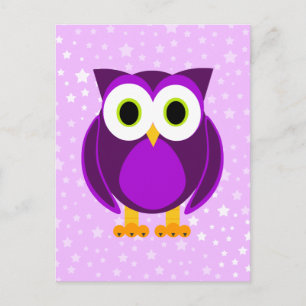Cute Paarse Owl Briefkaart