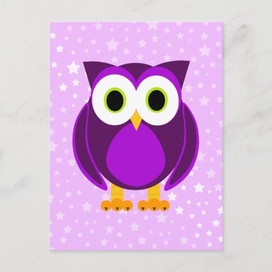 Cute Paarse Owl Briefkaart (Voorkant)