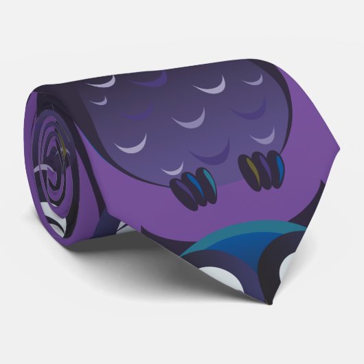 Cute Paarse Owl Chiffon Stropdas (Opgerold)