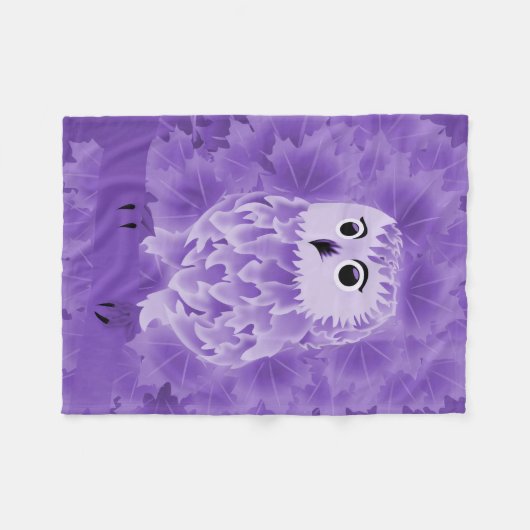 Cute Paarse Owl Fleece Deken (Voorkant (Horizontaal))