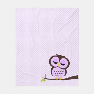 Cute Paarse Owl Fleece Deken
