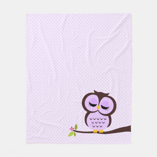 Cute Paarse Owl Fleece Deken (Voorkant)