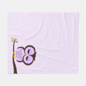 Cute Paarse Owl Fleece Deken (Voorkant (Horizontaal))