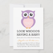 Cute Paarse Owl Girl Baby Shower Invitations Kaart (Voorkant)