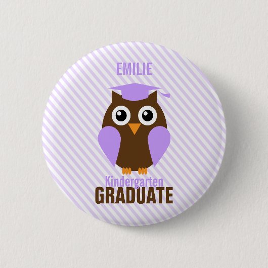 Cute Paarse Owl Kindergarten Afstuderen Ronde Button 5,7 Cm (Voorkant)