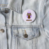 Cute Paarse Owl Kindergarten Afstuderen Ronde Button 5,7 Cm (In situ)