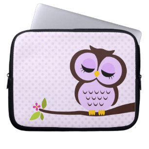 Cute Paarse Owl Laptop Sleeve