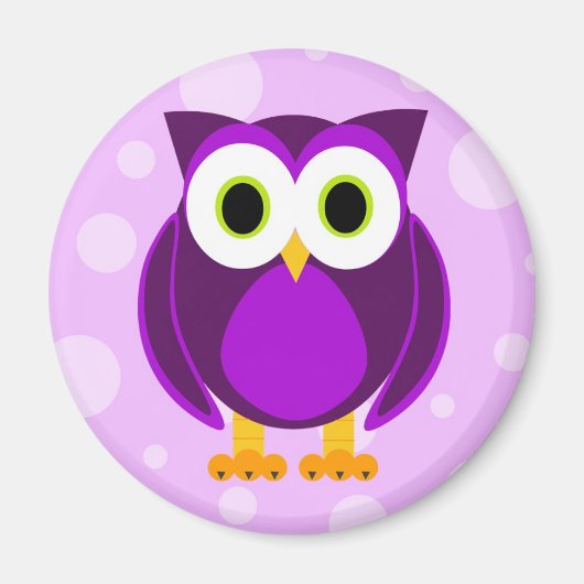 Cute Paarse Owl Magneet (Voorkant)