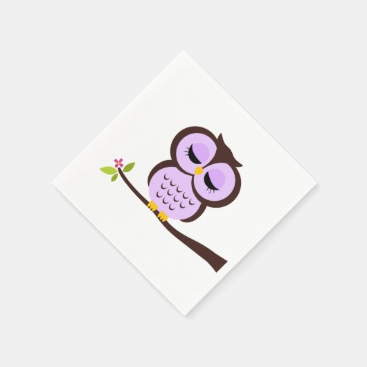 Cute Paarse Owl Servetten (Hoek)