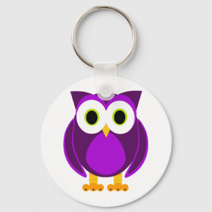 Cute Paarse Owl Sleutelhanger