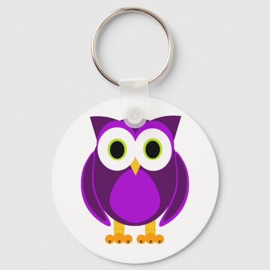 Cute Paarse Owl Sleutelhanger (Voorkant)