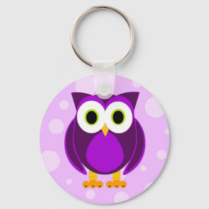 Cute Paarse Owl Sleutelhanger