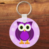 Cute Paarse Owl Sleutelhanger (Voorkant)