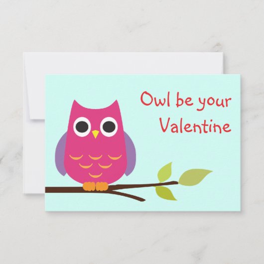 Cute paarse owl valentijn exchange kinder kaart (Voorkant)