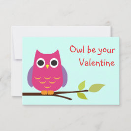 Cute paarse owl valentijn exchange kinder kaart