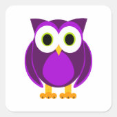 Cute Paarse Owl Vierkante Sticker (Voorkant)