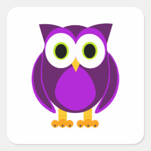 Cute Paarse Owl Vierkante Sticker