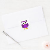 Cute Paarse Owl Vierkante Sticker (Envelop)
