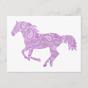 Cute Paarse Paisley Horse Briefkaart