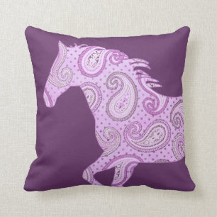 Cute Paarse Paisley Horse Kussen