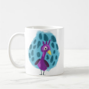 Cute Paarse Pauw Abstract Bladpatroon Koffie Koffiemok