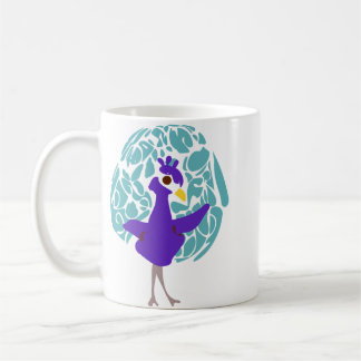 Cute Paarse Pauw Abstract Bladpatroon Koffie Koffiemok