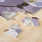 Cute Paarse Peach Blossom Floral Pattern Legpuzzel (Zijkant)