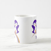 Cute Paarse Penguin Rainbow Monogram Kinder Koffiemok (Center)