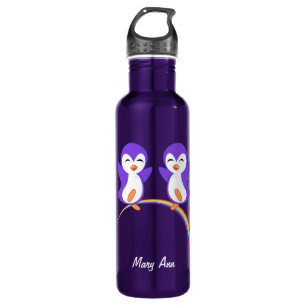 Cute Paarse Penguin Waterfles