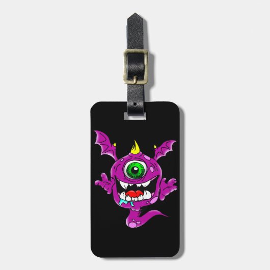 Cute Paarse People Eater Monster Bagagelabel (Voorkant verticaal)