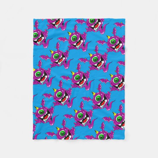 Cute Paarse People Eater Monster Fleece Deken (Voorkant)