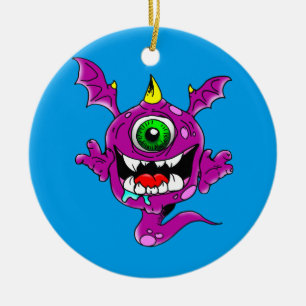 Cute Paarse People Eater Monster Keramisch Ornament