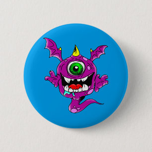 Cute Paarse People Eater Monster Ronde Button 5,7 Cm