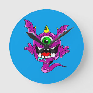 Cute Paarse People Eater Monster Ronde Klok