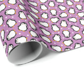 Cute paarse pinguïn patroon cadeaupapier (Rol Hoek)