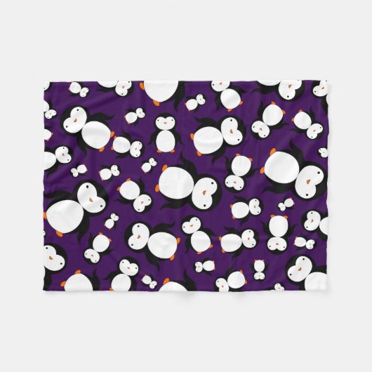 Cute paarse pinguïn patroon fleece deken (Voorkant (Horizontaal))