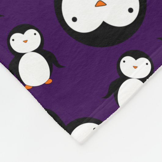 Cute paarse pinguïn patroon fleece deken (Hoek)