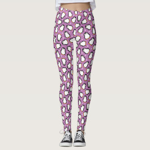 Cute paarse pinguïn patroon leggings