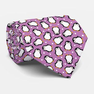 Cute paarse pinguïn patroon stropdas