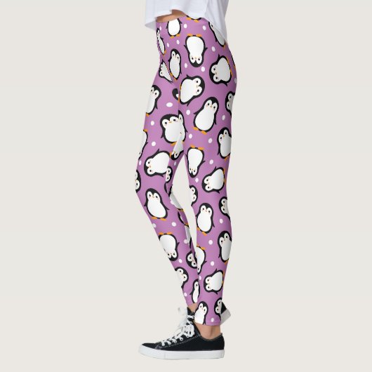 Cute paarse pinguïnpatroon leggings (Links)