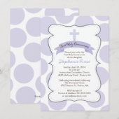 Cute Paarse poka Dots Cross-Communitation Invitati Kaart (Voorkant / Achterkant)