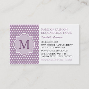 Cute Paarse Polka Dot with Girly Monogram Boutique Visitekaartje