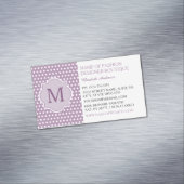Cute Paarse Polka Dot with Girly Monogram Boutique Visitekaartje Magneet (Voorbeeld)